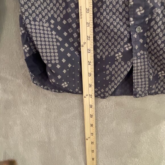 pd&c Men’s S Western Blue White Long Sleeve Button Up Dual Pocket Casual Shirt - Picture 8 of 13